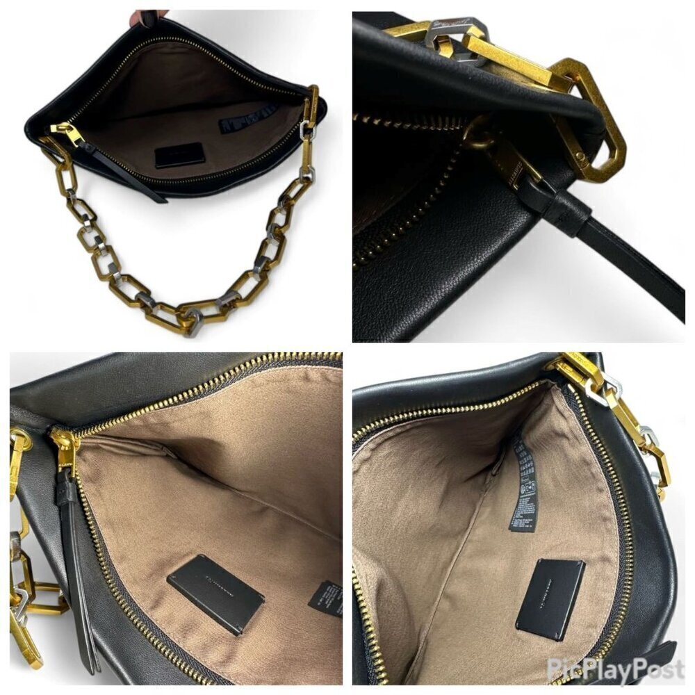 ALL SAINTS Bettina Leather Chain Shoulder Bag Black NWOT - Picture 16 of 16